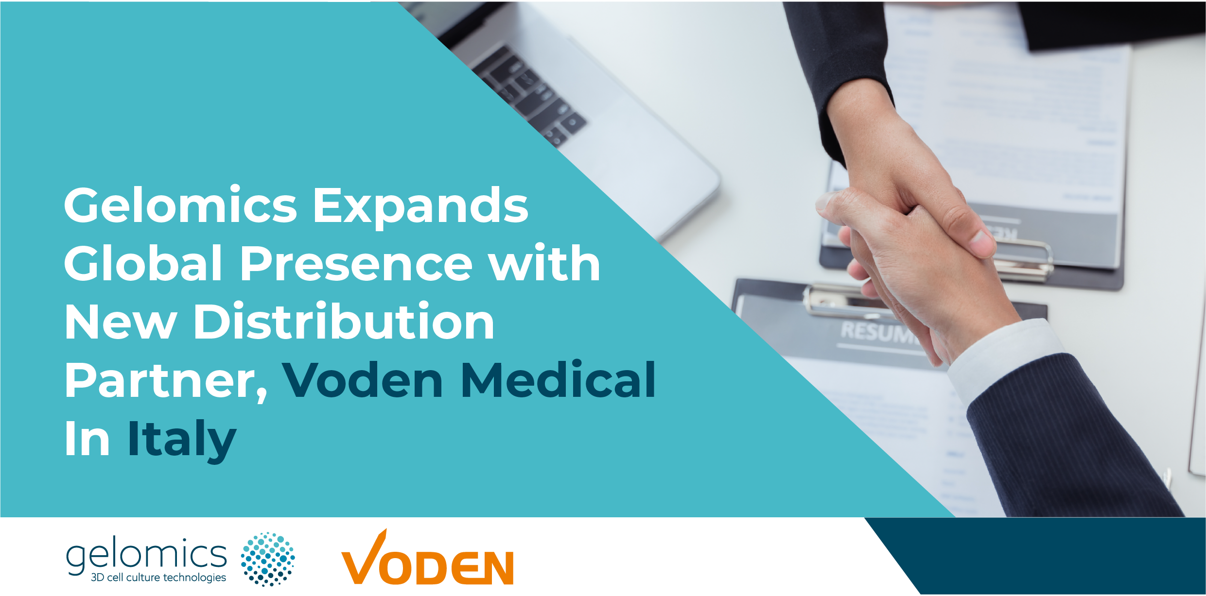 Gelomics Expands Global Presence with New Distribution Partner, Voden Medical In Italy