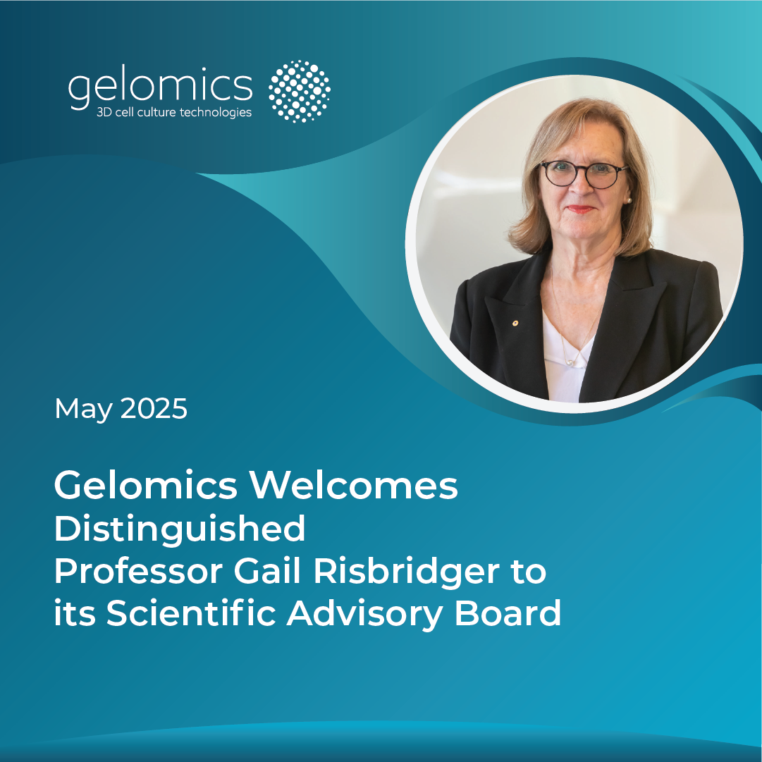 Gelomics Welcomes Distinguished Professor Gail Risbridger to its Scientific Advisory Board